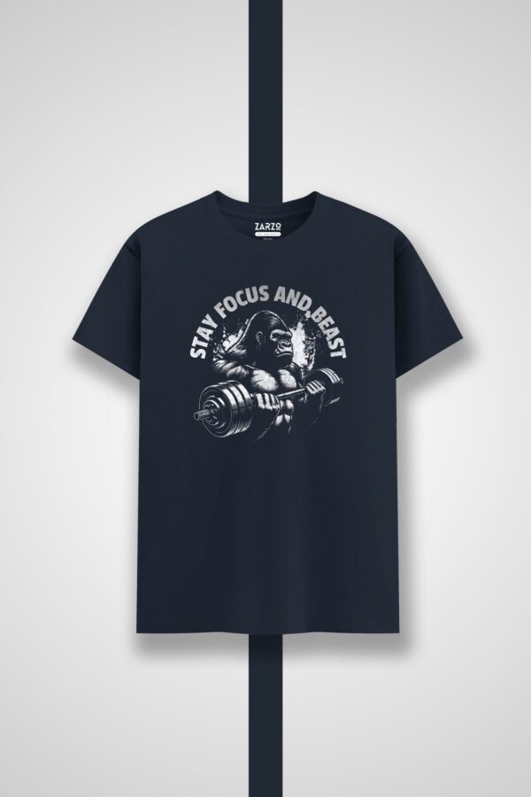 Gorilla Stay Focus Gym Round Neck T-shirt