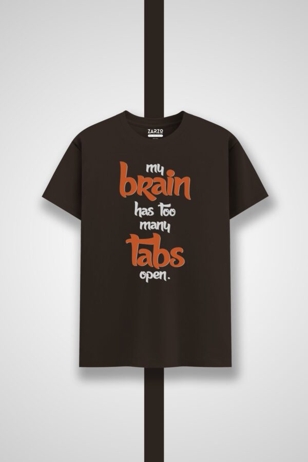 Brain Tabs Open Typography Round Neck T-shirt