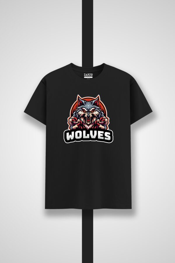Wolves Logo Graphic Round Neck T-shirt